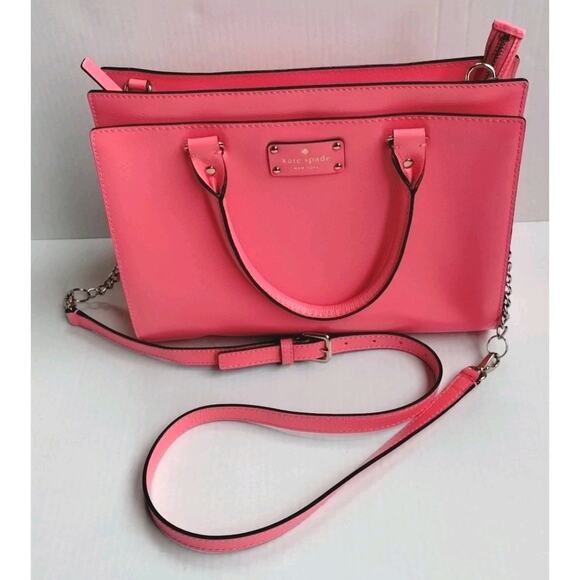 Kate Spade NY NEW Wellesley Quinn Pink Leather Satchel Crossbody Handbag Purse - Picture 3 of 16